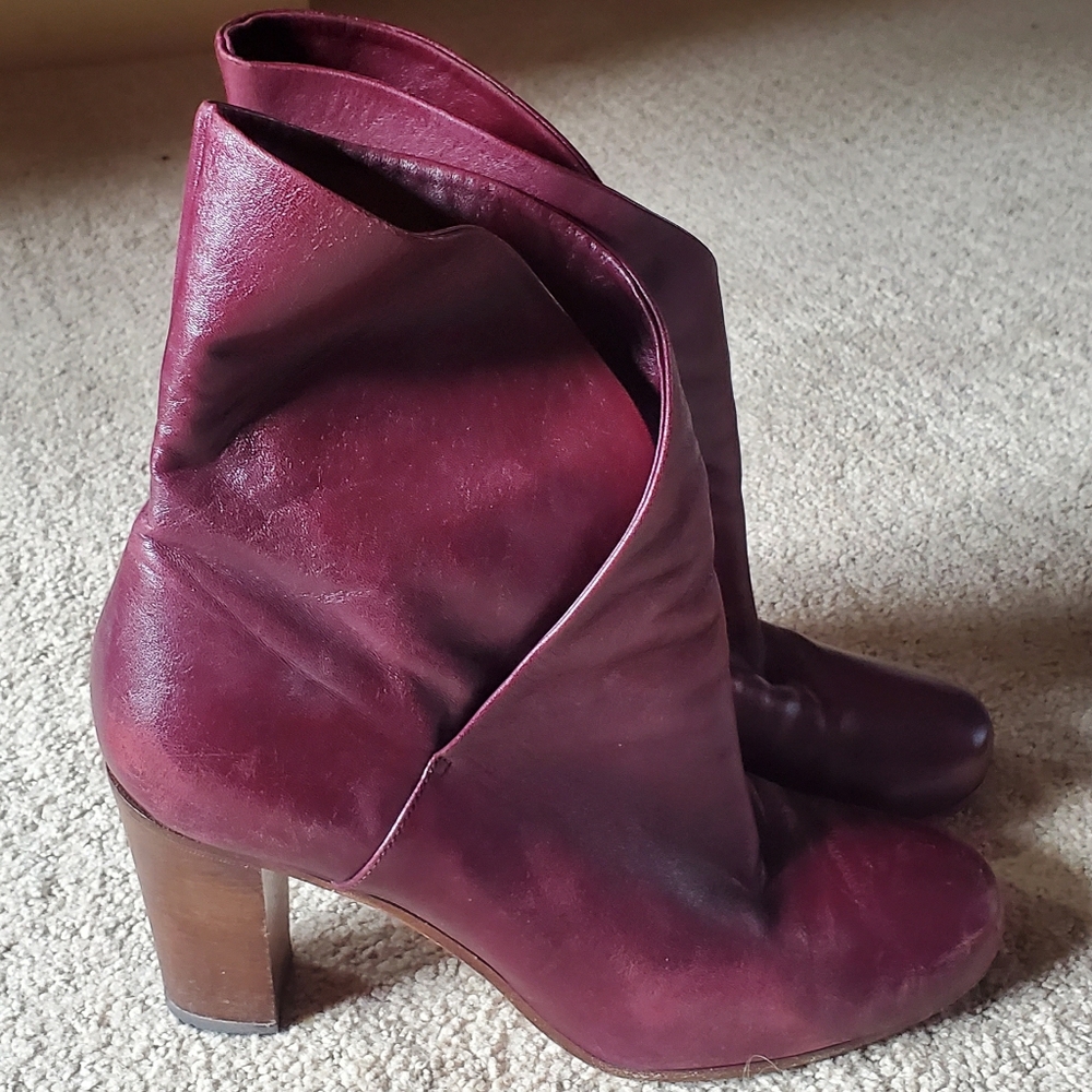 Celine burgundy leather booties